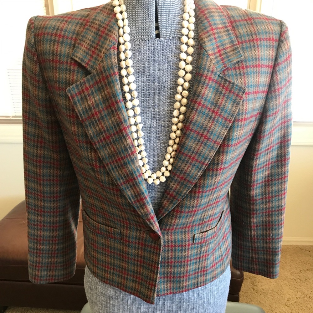 Pendleton Houndstooth Wool Blazer Petite 6